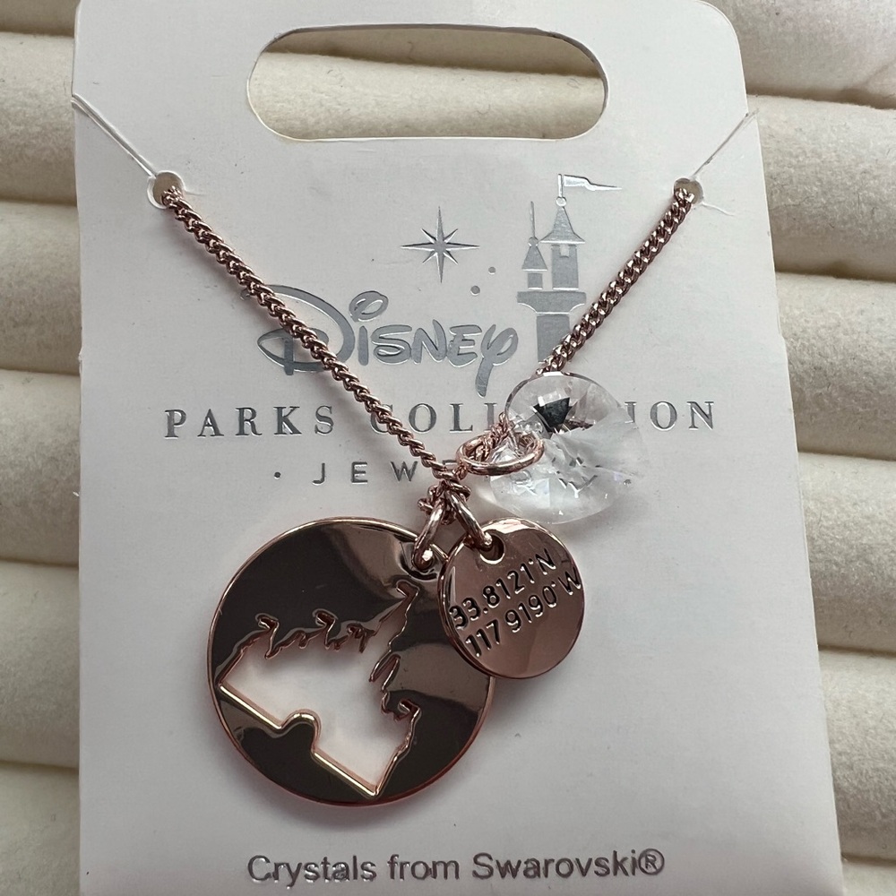 Disney Rose Gold Necklace with Clear Crystal